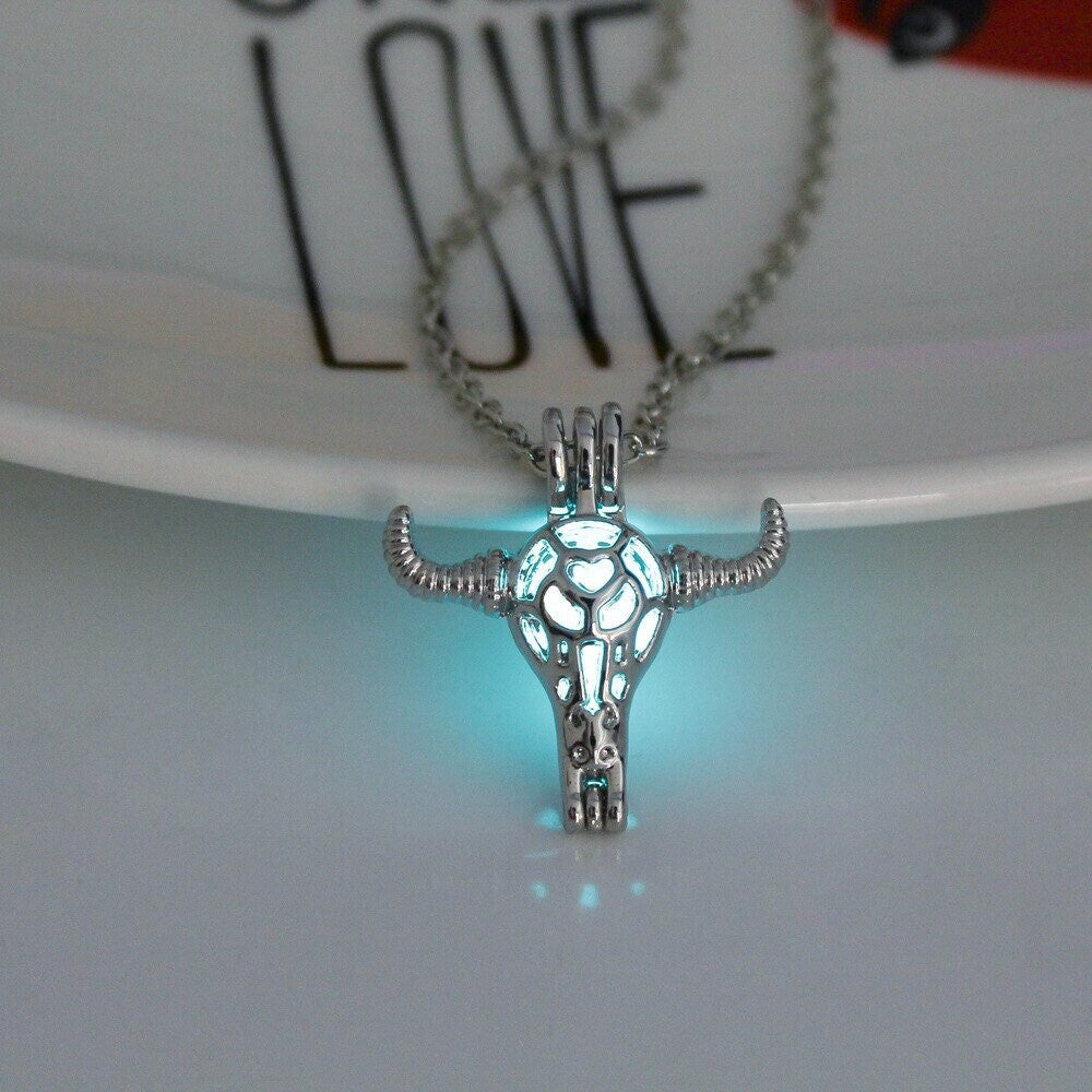 Glowing Cow Skull Pendant