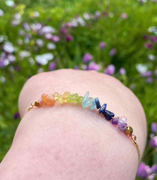 Dainty Gold Rainbow Chakra Bracelet