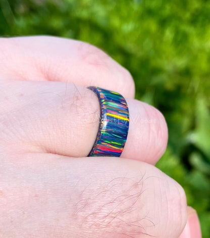 Solid Black Opal Ring