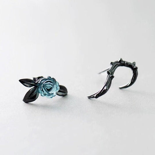 Rose with Thorns 925 Sterling Silver Studs