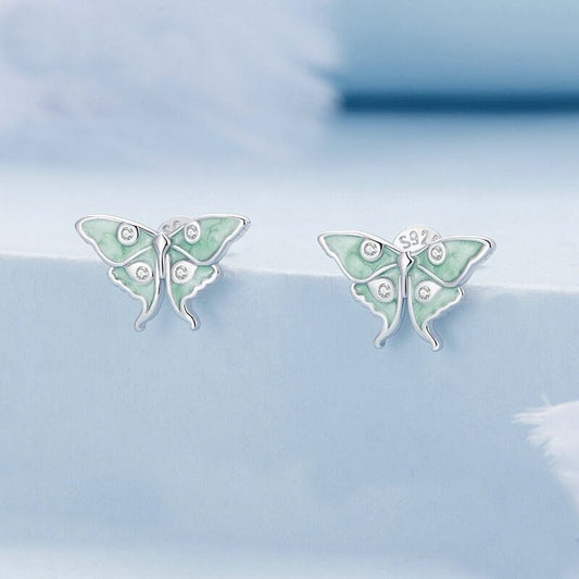 Luna Moth 925 Sterling Silber Ohrringe