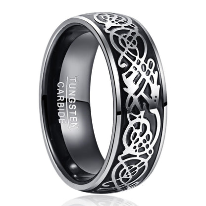 Bague dragon tribale en tungstène gaufré 3D