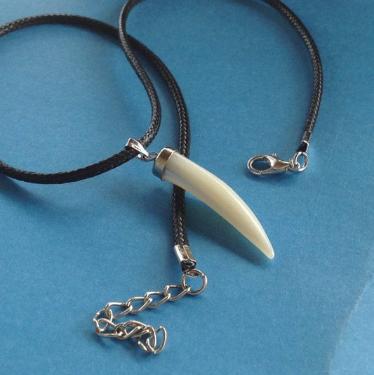 Mother of Pearl Wolf Tooth Necklace