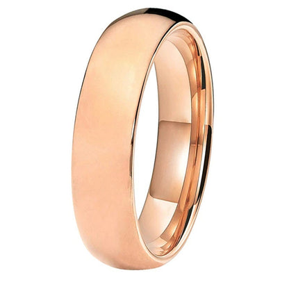 Polished rose gold 6mm ring with a smooth comfort fit interior for men.