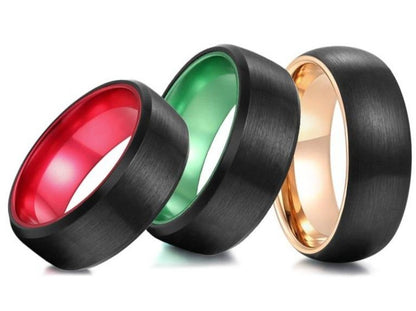 Black Men's Ring in Red Tungsten