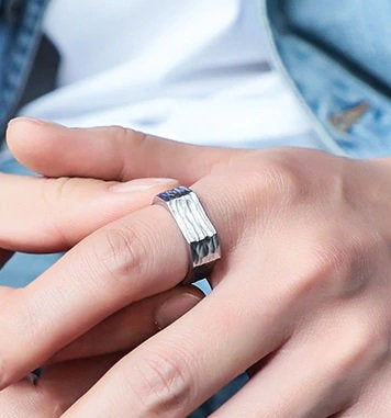 Ring shown on man's hand.